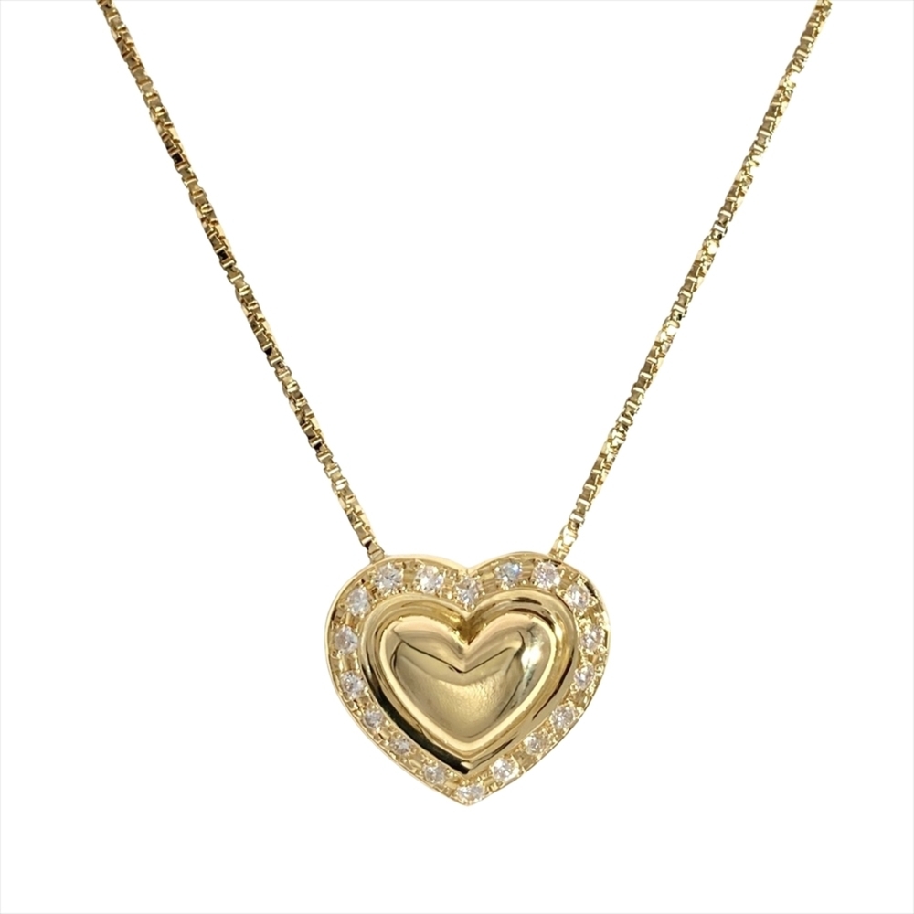 YVES SAINT LAURENT 18k Gold Diamond Heart Necklace